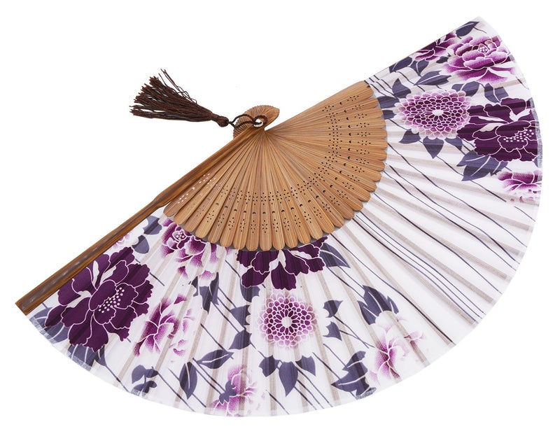 Amajiji 8.27"(21cm) Hand Held Bamboo Silk Folding Fan Hand Fan,Chinese/Japanese Charming Elegant Vintage Retro Style,Women Ladys Girls Best Gifts (LXHS1) - Image 3